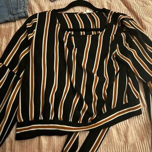 Mine Black and Brown Striped Blouse
